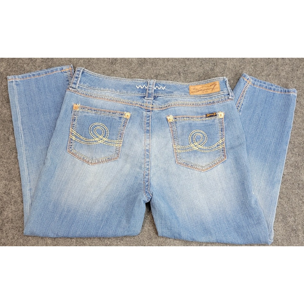 Seven7 Jeans Womens 14 Light Wash Embroidered Stretch Y2K Western Casual Cowgirl